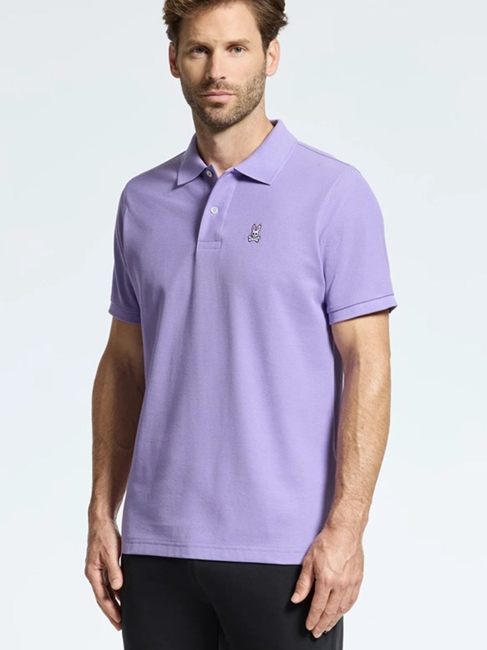 Psycho Bunny Men's Lavender Polo with Signature Bunny Logo Size 8